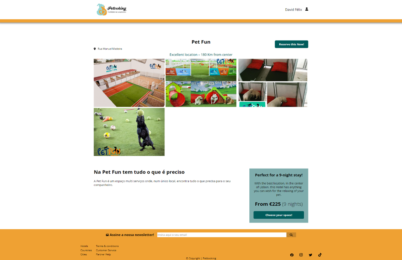 Petooking hotel detail page with photos and pricing